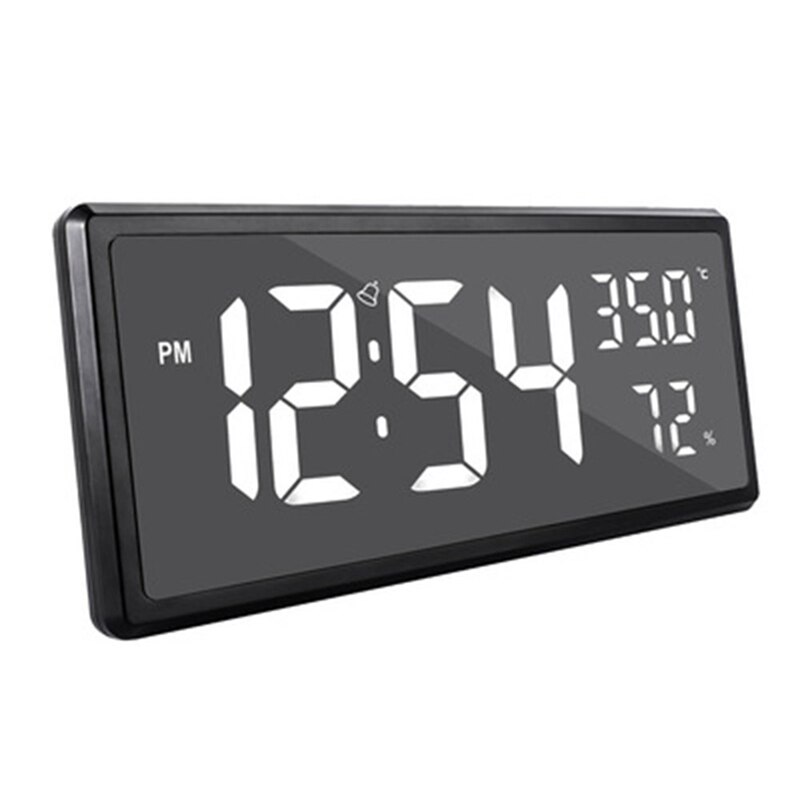 LED Digital Alarm Clock Temperature Date Display Desktop Mirror Clocks Home Table Decoration Electronic Clock: black
