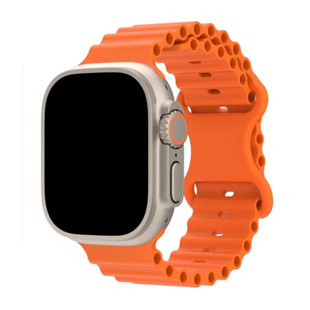 Armband för apple watch ultra band 49mm ultra 1 ultra 2 49mm ocean belt sport silikonarmband corrrea för iwatch-serien ultra 49: Orange
