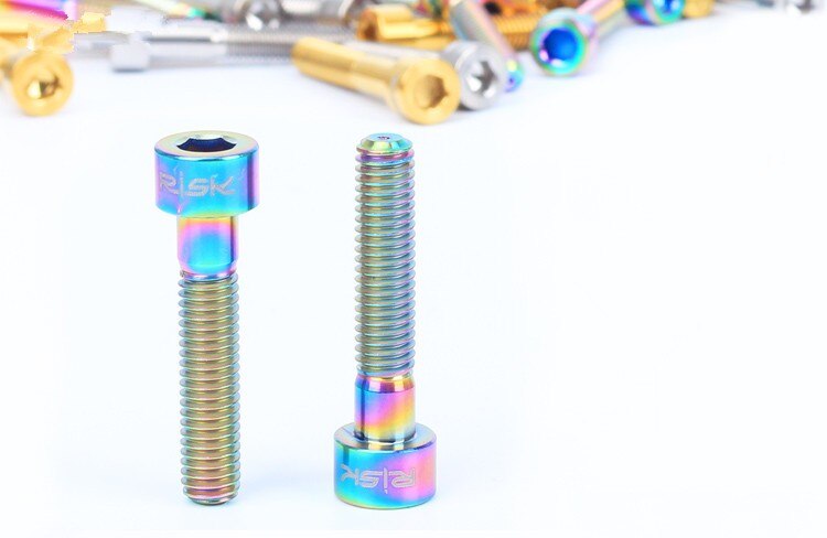 4 Colors RISK 1 pcs Bike Headset Bolt Titanium Aolly MTB Bicycle Stem Top Cap Bolt Screw M6 x 30/35/40/50 mm