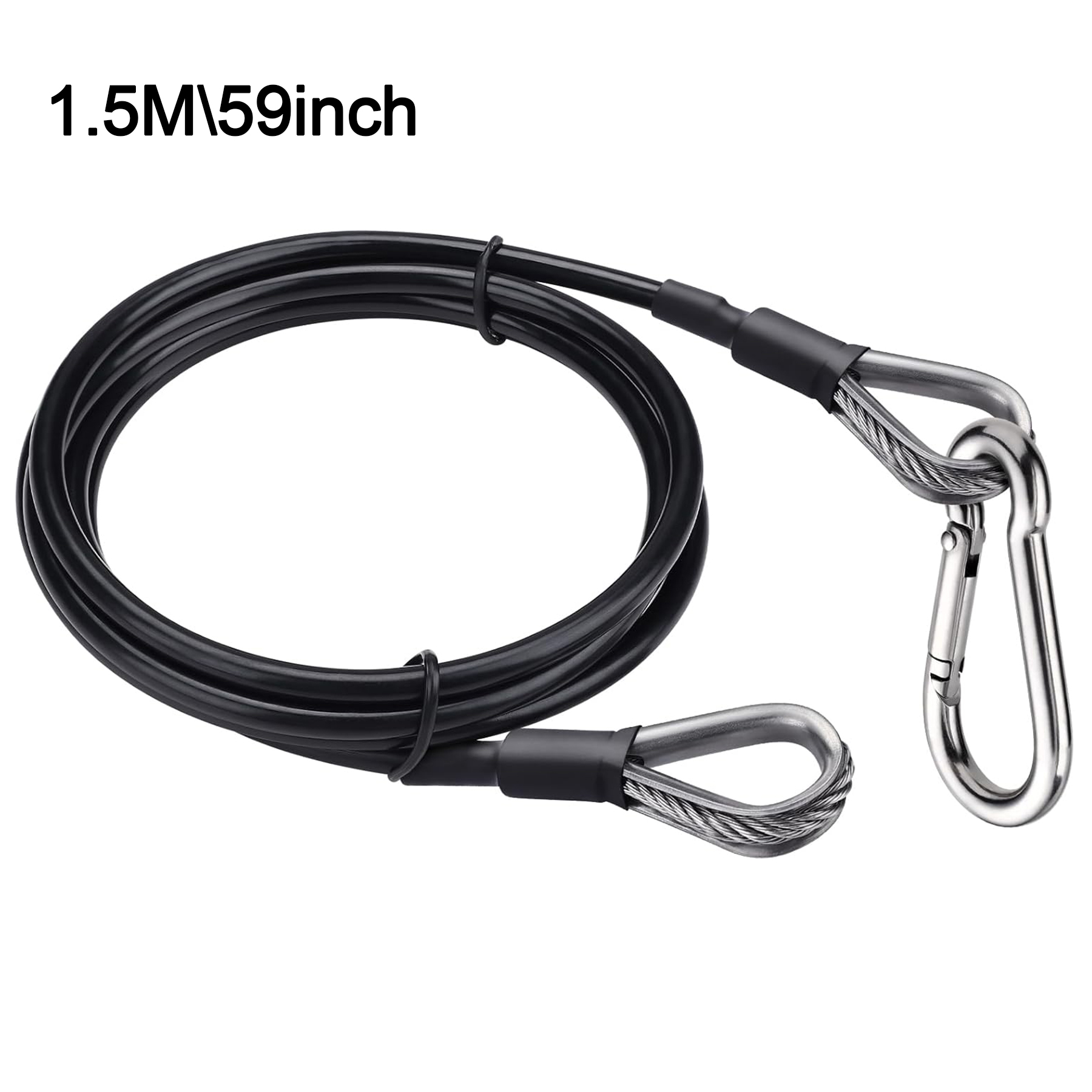 Extensor de cable de gimnasio resistente de 5 mm de espesor Accesorio de cuerda de extensión de 39/59 pulgadas Compatible con accesorios de gimnasio en casa: Negro