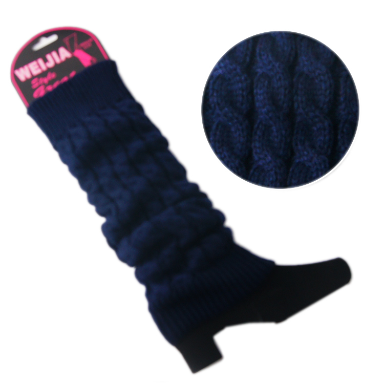 Women Winter Warm Knit Crochet High Knee Leg Warmers Leggings Boot Leggings Slouch: Dark Blue