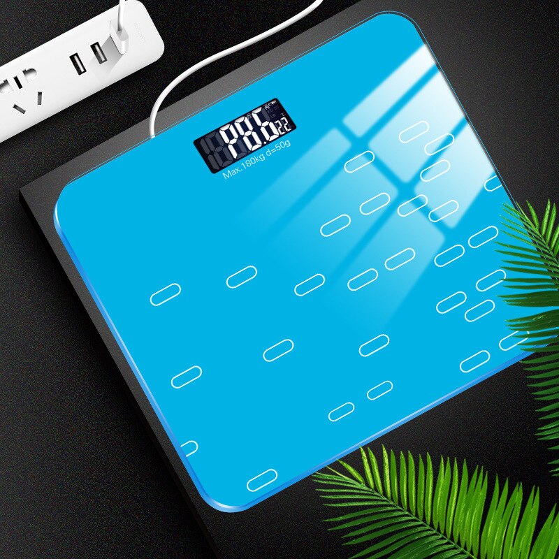 CE Certification Weight Scale Body Electronic Dry Battery Scale Household Accurate Adult ChildHealth Weighing Electronic Scale: Blue-USB Charging