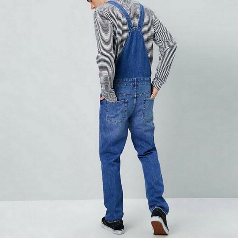 Pantalones vaqueros con pechera para hombre, petos vaqueros largos lavados, monos vaqueros rectos de Hip Hop, ropa de calle, mono Masculino
