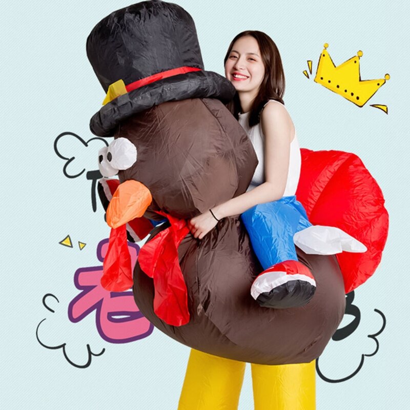 Thanksgiving Turkey Rider Adult Cosplay Inflatable Suit Festive Party Clothing Set Carnival Party Event Funny Costumes Outdoor T
