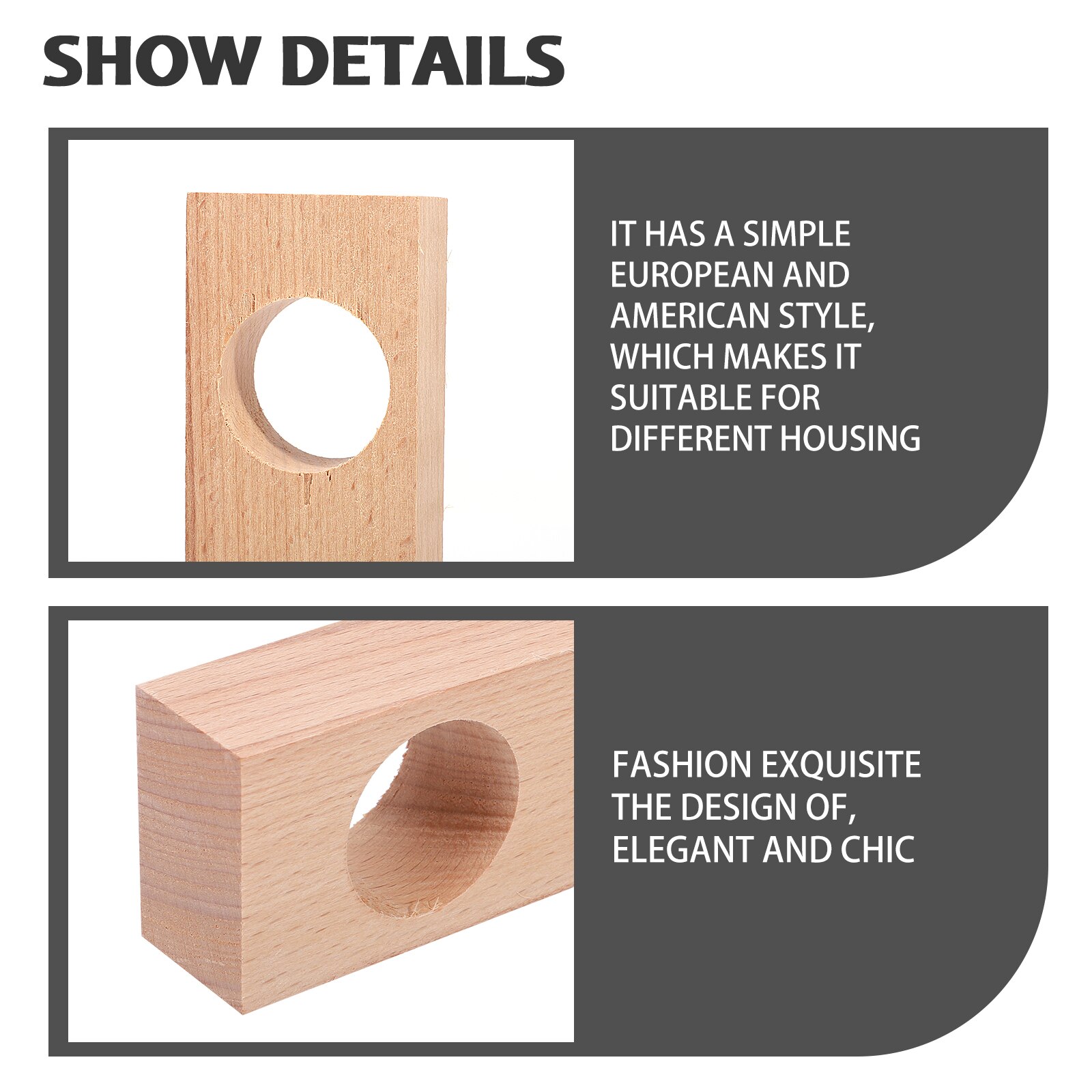 2Pcs Wooden Curtain Rod End Shower Curtain Rod Holder Rod Holder Curtain Support