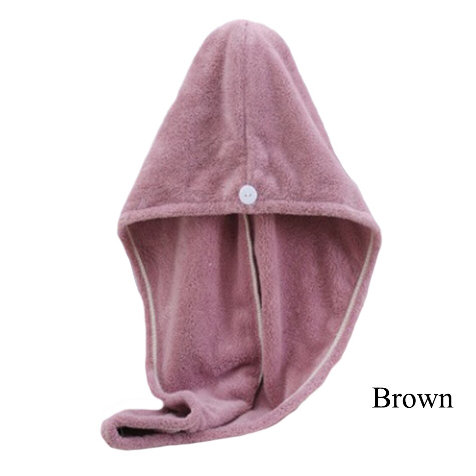 Microfiber Hair Towel Wrap for Women Girls, Quick Dry Towel for Long Curly Hair, Hair Drying Soft Towels with Button 8 Colors: Brown / 2pcs