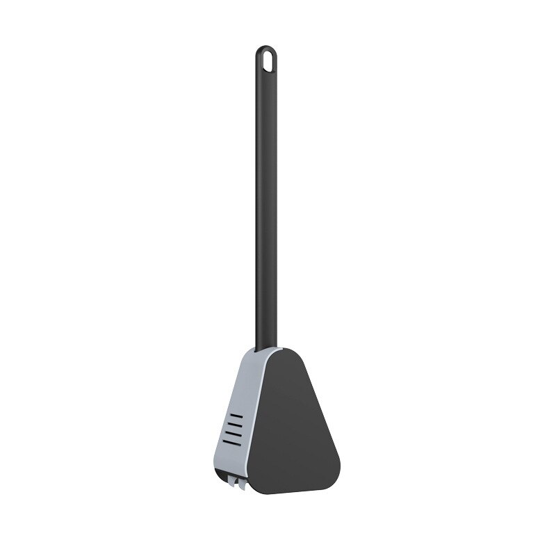 Brosse de toilette en caoutchouc souple, manche Long, en Silicone, pas de mort, nettoyage des toilettes, séchage rapide, accessoires de salle de bains: Black