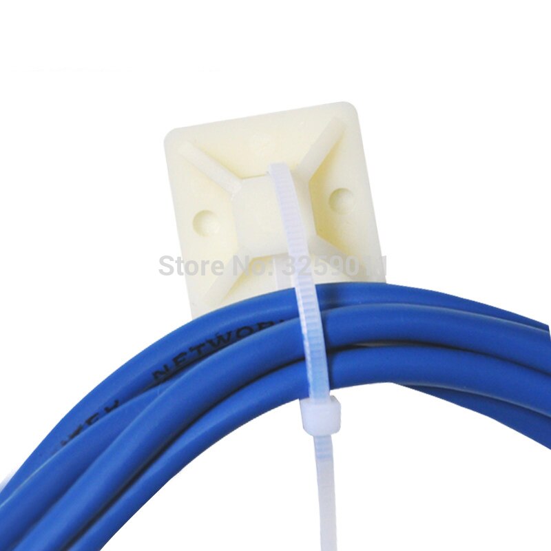 100PCS Self Adhesive Cable Tie Mounts 40 mm * 40 mm Screw Hole Anchor Point Provides Optimal Strength for Long-Term Durability