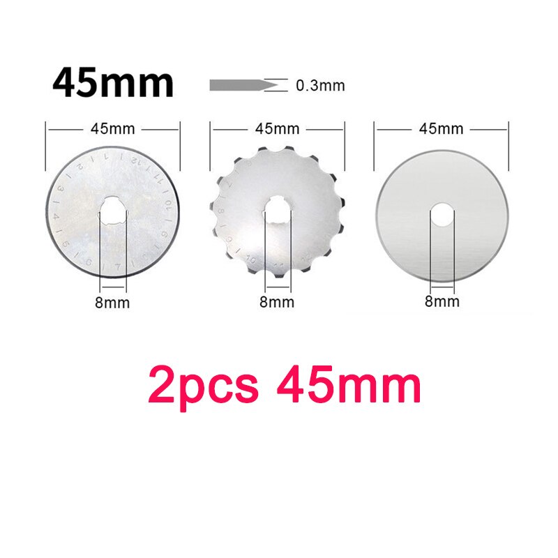 Leather Craft 45mm Rotary Cutter Leather Cutting Tool Fabric Cutter Circular Blade DIY Patchwork Sewing Quilting Fit Olfa Cut: 2pcs 45mm
