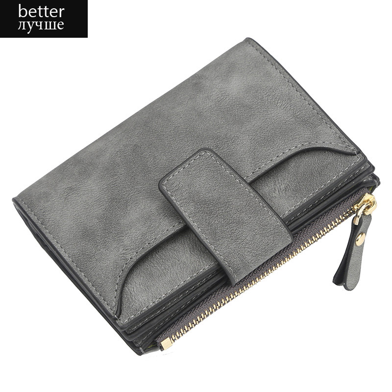 Women Wallet Hasp Small and Slim Coin Pocket Leather Purse Women Wallets Cards Holders Luxury Brand Wallets Purse: dark gray better