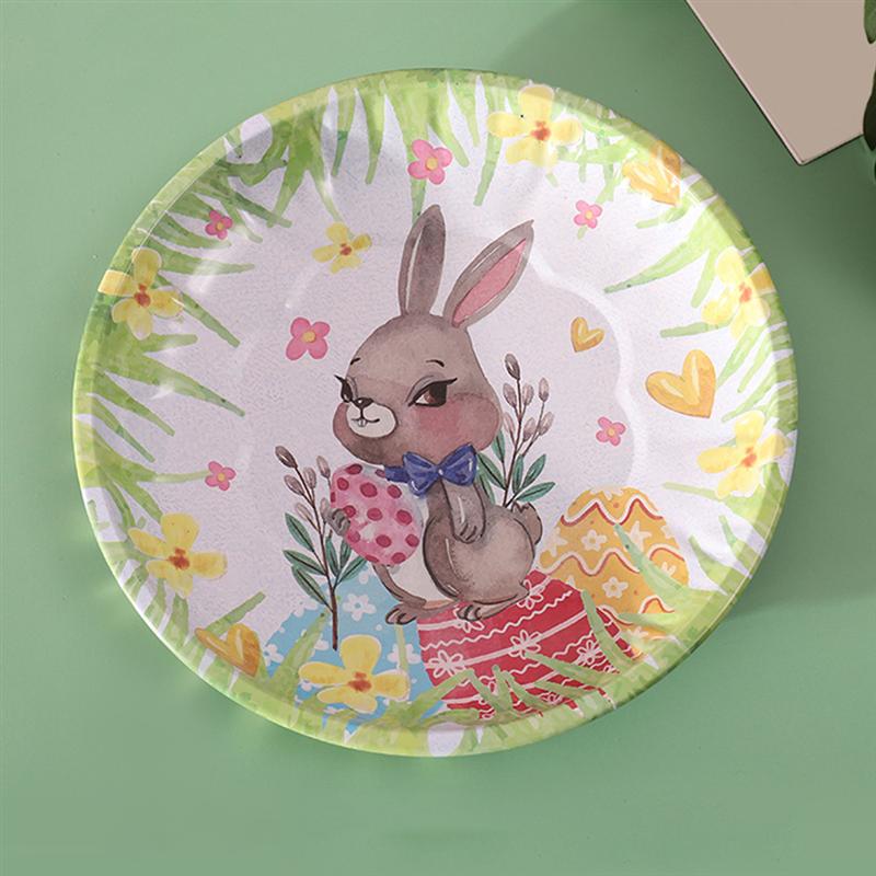 4pcs Easter Candy Plates Iron Fruit Storage Trays Cartoon Nut Snack Storage Holders Easter Decorative Trays Easter Party Decor