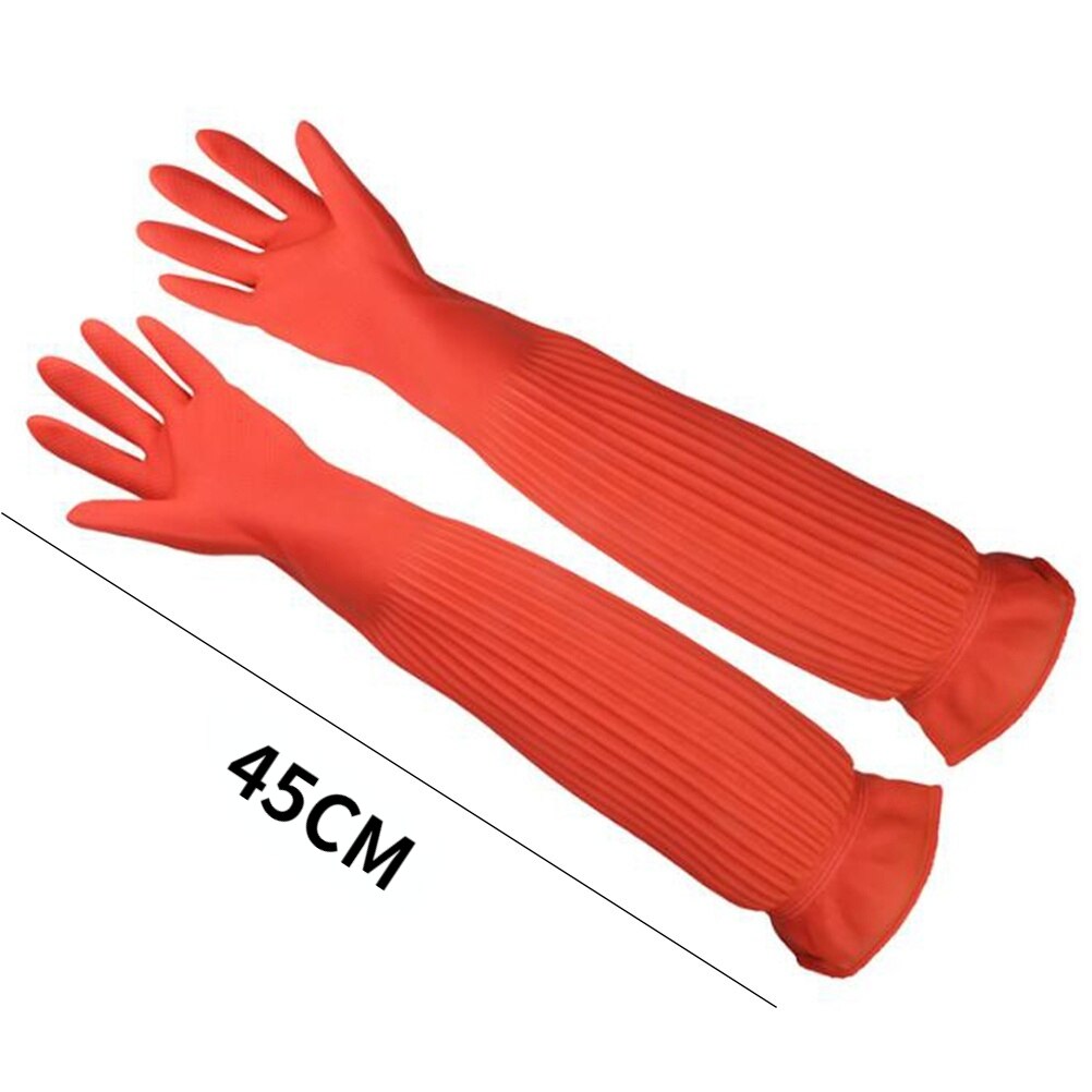 Gants longs en Latex 38/45/56cm, pour Aquarium, gant de protection industriel épais, gants de vaisselle en caoutchouc Latex imperméables: 1 pair 45cm-B
