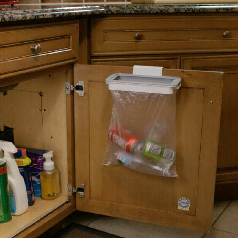 1 pc Kitchen Trash Bag Rack Plastic Cupboard Door Back Trash Garbage Bag Hanging Rubbish Bag Storage Rack