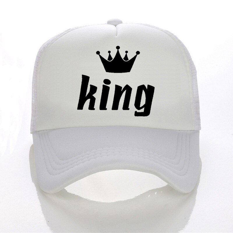 king queen cap crown Print baseball Caps Men Women Summer Visor Snapback Hat White Black Lover Trucker bone: black