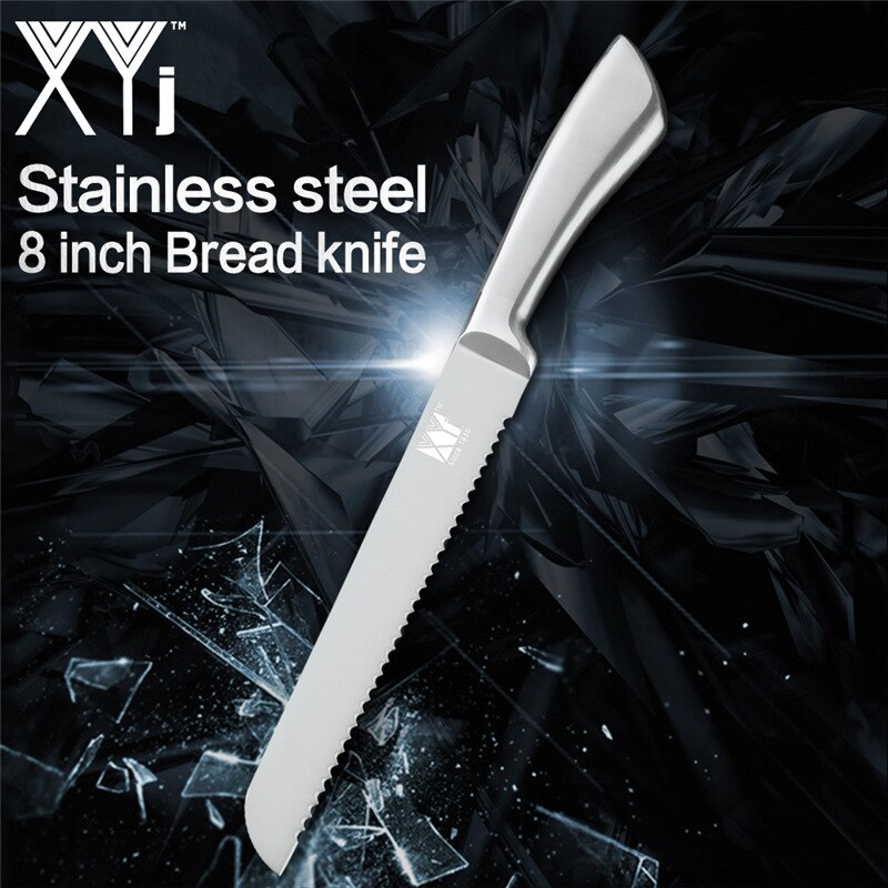 XYj Rvs Koken Mes Hoge Carbon Blade Rvs Handvat Chef Brood Snijden Santoku Utility Paring Messen: B.8 bread knife
