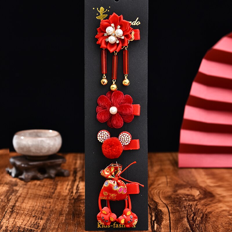 3/5/6 unids/set de horquillas de pelo con borlas de flores bonitas para niños, horquillas de pelo de piel sintética para niñas, horquillas, encantador para niños, accesorios para el cabello: flower-3-6 Pcs