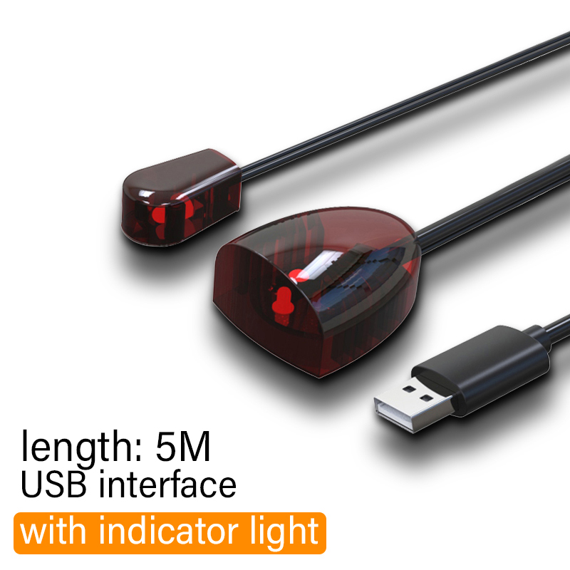 Universal IR Infrared Remote Extender No Delay Infrared Transceiver Control Receiver USB Adapter For TV Set Box DVD PVR 3.5mm: RED