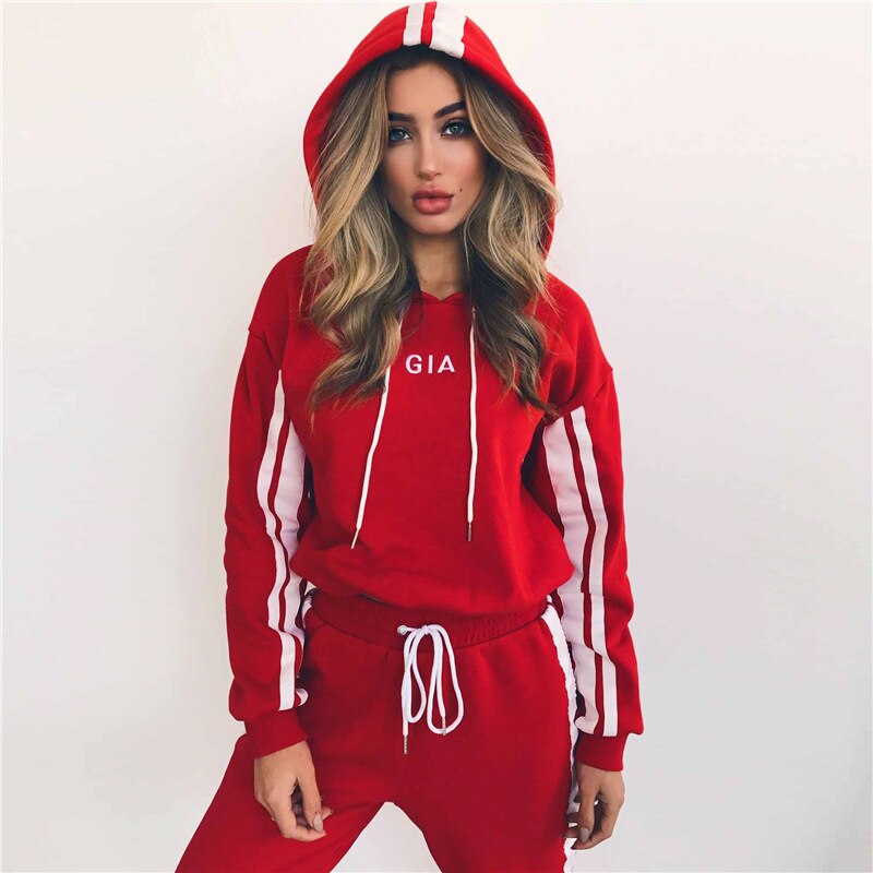 Brief Hoodies Mode Heet Verkoop Pak Set Vrouwen Trainingspak Tweedelige Stijl Outfit Sweatshirt Sport Slijtage: Rood / L