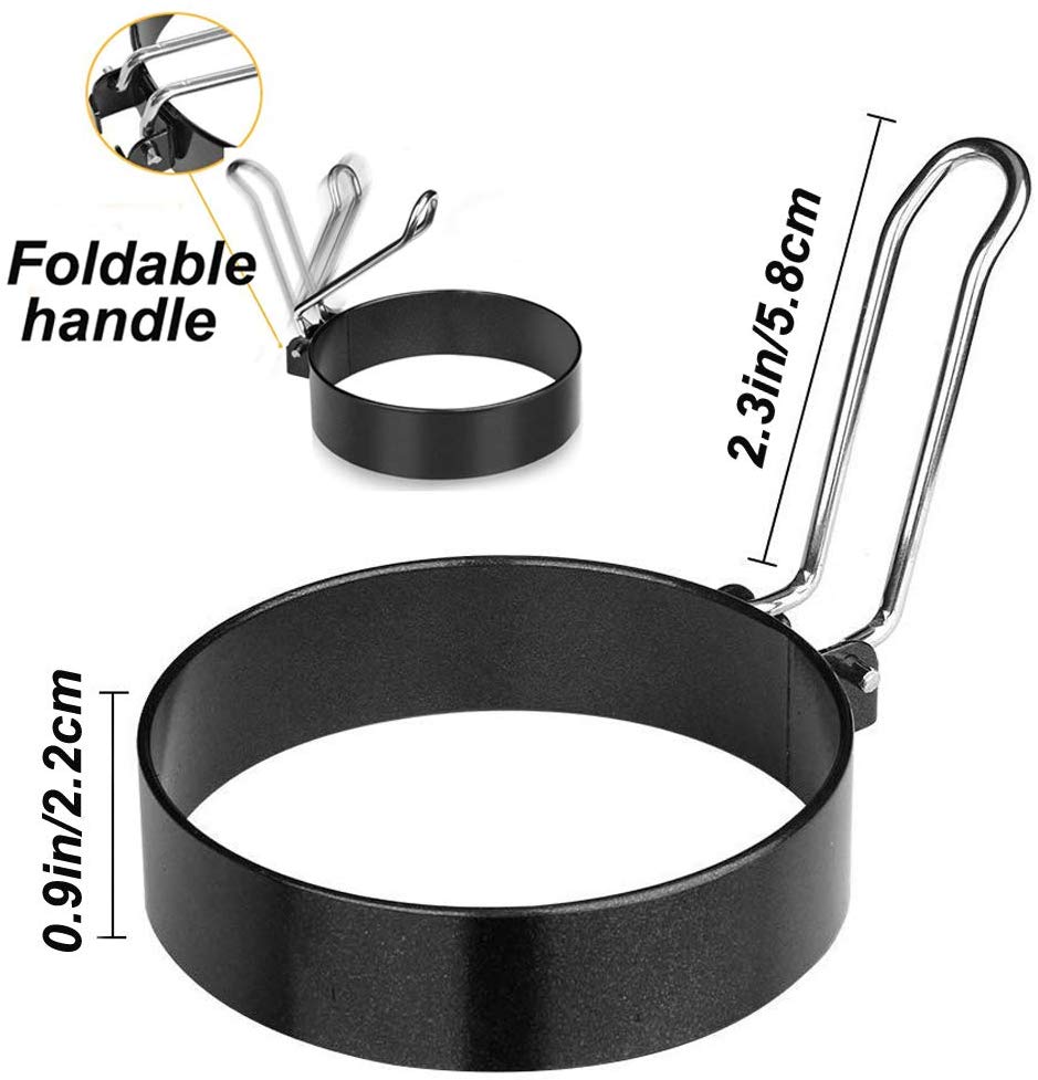 2 Pcs Egg Ring Circles Egg Cooker Rings Stainless Steel Non-Stick Round Egg Mold Fried Egg Shaper