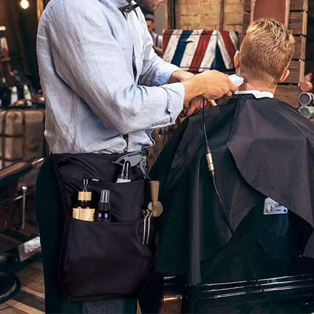 Delantal de salón de belleza con bolsillos para mujer y hombre, delantal de peluquería , Material de peluquero, estilista, accesorios de Barista
