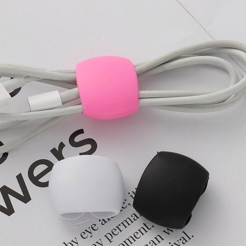 4 stk kabelopruller enkel rund klip usb oplader holder skrivebord ryddelig organisator ledning ledning til skrivebord kabel fast