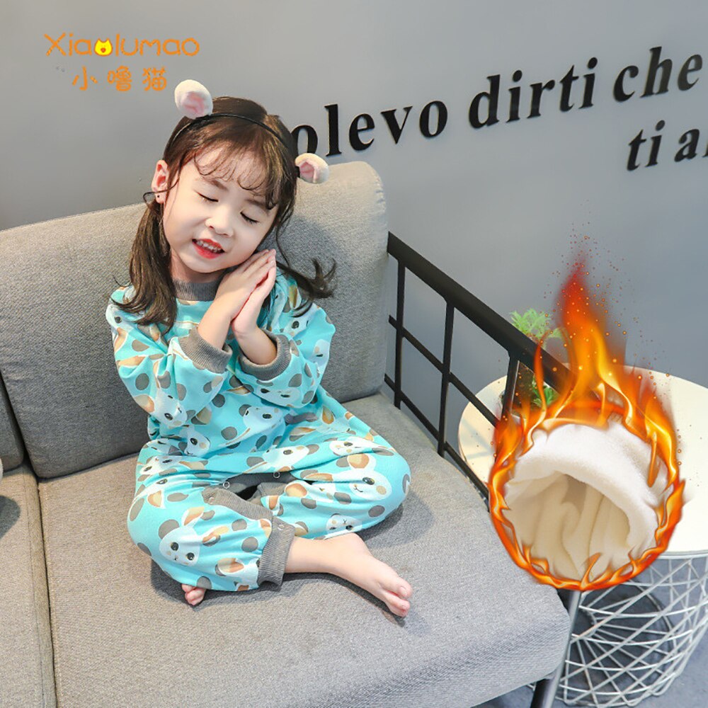 XIAOLUMAO pyjamas du nouvel an enfants hiver flanelle combinaison globale pour vêtements de nuit pour filles enfants pyjama vêtements impression