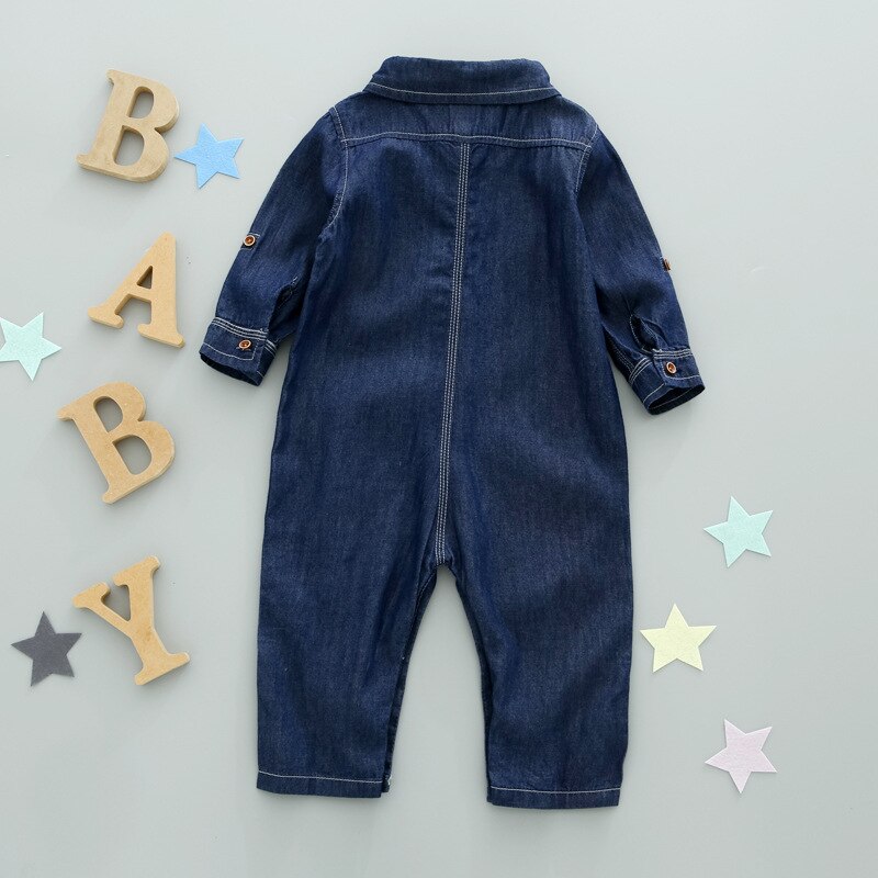 Kids Jean Overalls Girl Denim Jumpsuit Blue Girls Clothing long Sleeve Single-Breasted Side Pockets boys Casual Denim Overalls