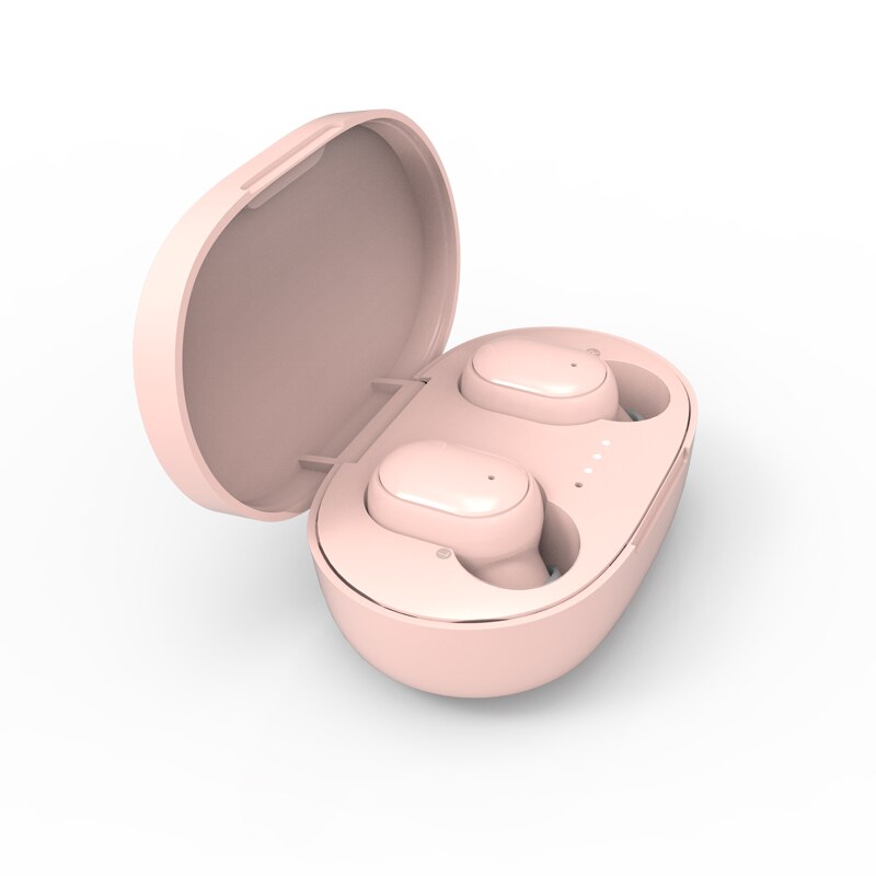 A6s bluetooth øretelefoner for xiaomi airdots trådløse ørepropper 5.0 tws øretelefoner støyreduserende mikrofon for redmi iphone huawei samsung: Rosa