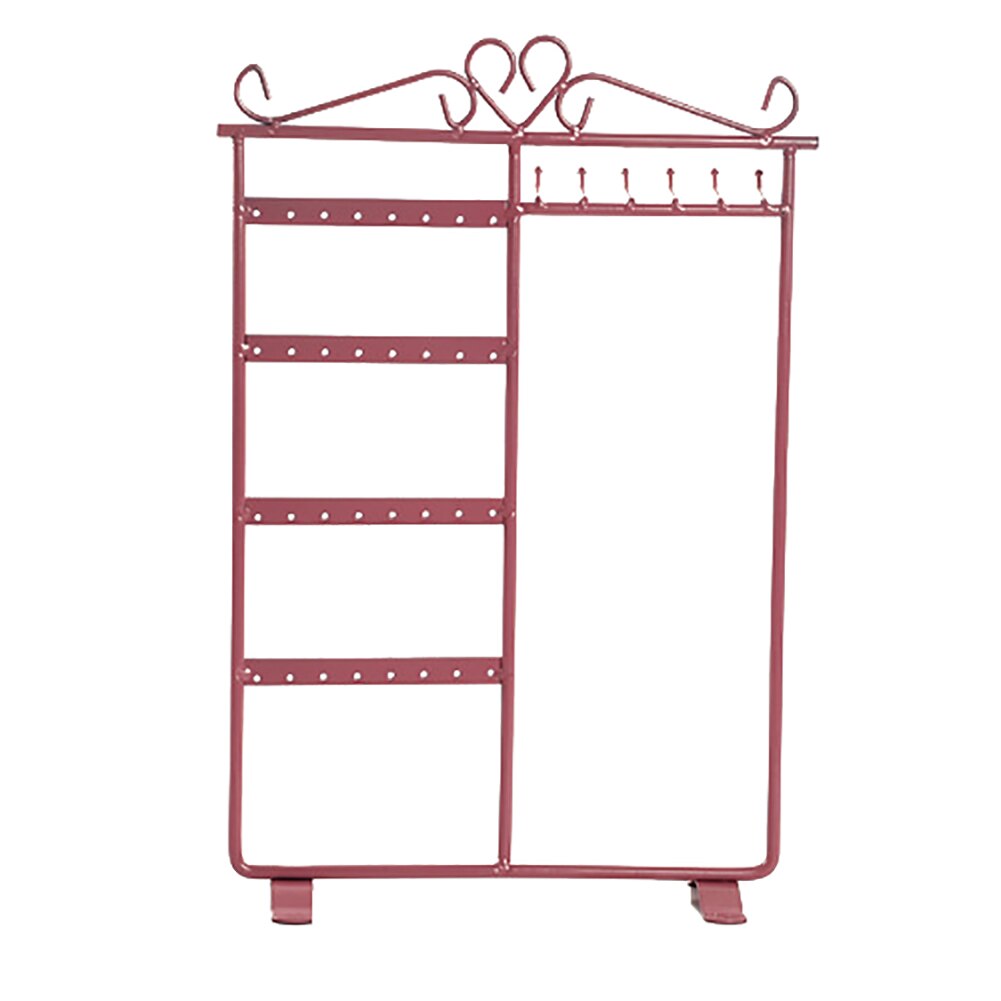rangement bijoux Earrings Necklace Jewelry Display Hanging Rack Metal Stand Organizer Holder jewelry organizer/jewelry display: Pink