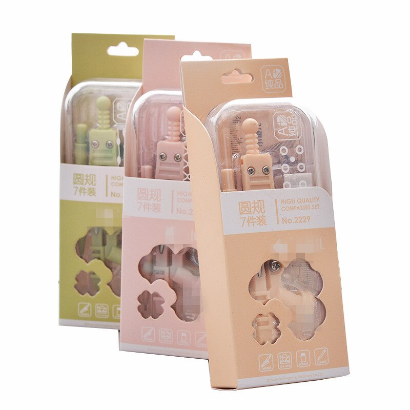 Math Drawing Compasses Set Pencil Eraser Students Compass Ruler Protractor Geometry Drafting School Office Stationery