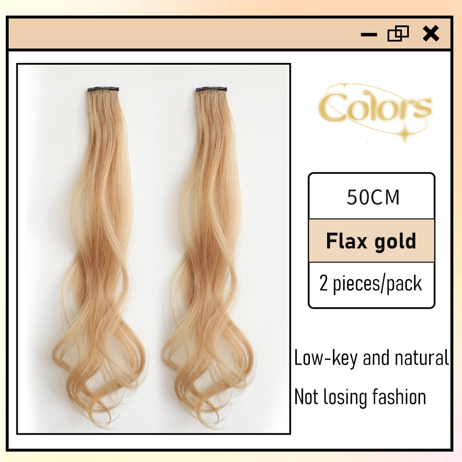 Synthetic 2 pieces set 50cm 60cm colored curly hair extensions water wave pink blue purple halloween christmas wig: Purple / 20inches