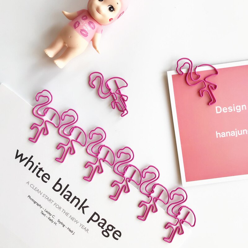 4/8/12/16/20/24 stk rosa flamingo bokmerker planlegger permer metall materiale bokmerker til bok papirvarer skoleartikler  jz34