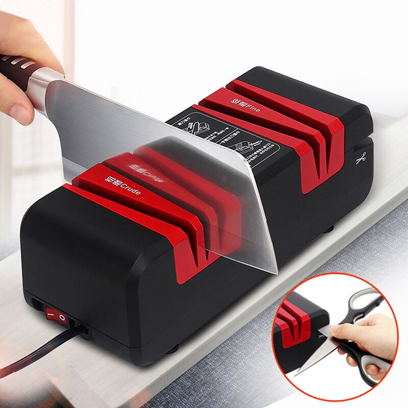 Afilador de cuchillos multifunción 220V afilador rápido eléctrico para el hogar, amoladora de cuchillos automática, cuchillo de cocina, amoladora, enchufe de la UE