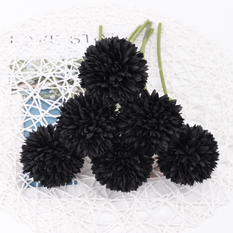 3/5Pcs Hortensien Künstliche Blumen Bouquet Für Home Schlafzimmer Dekor Hochzeit Dekoration Handwerk Vasen Blume Anordnung Zubehör: L / Black