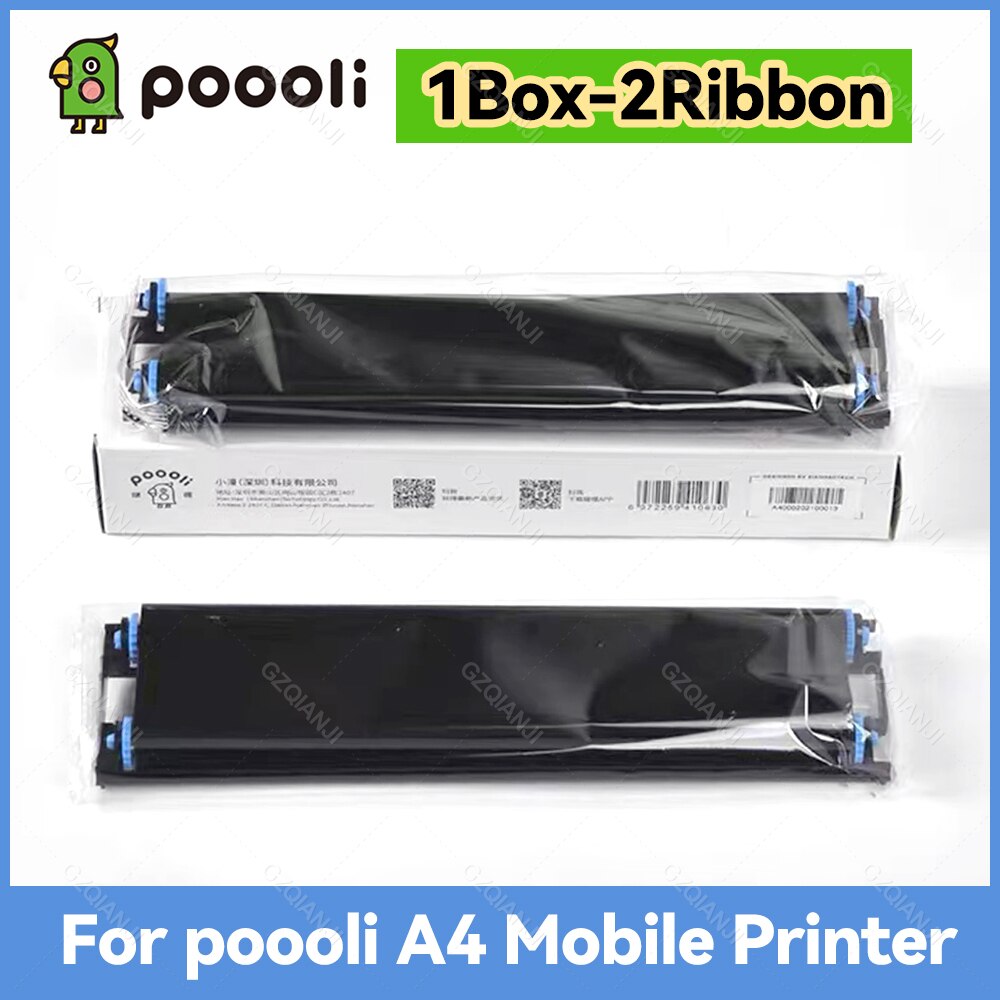 Ribbon for Poooli A4 Direct Thermal Transfer Mobile Portable Photo Bluetooth 300dpi Printer, only Ribbon, 2pcs/Box
