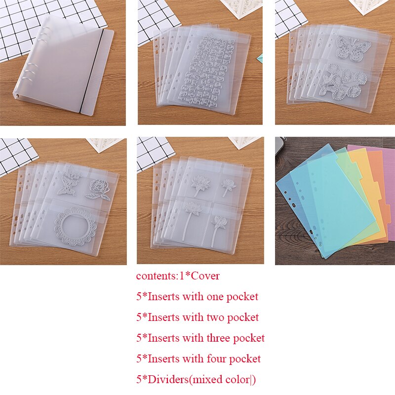 Die Storage Book Binder Includes 4 Styles Plastic Storage and 1 Book Cover for DIY Cutting Dies Storage Scrapbooking Crafts: Light Grey