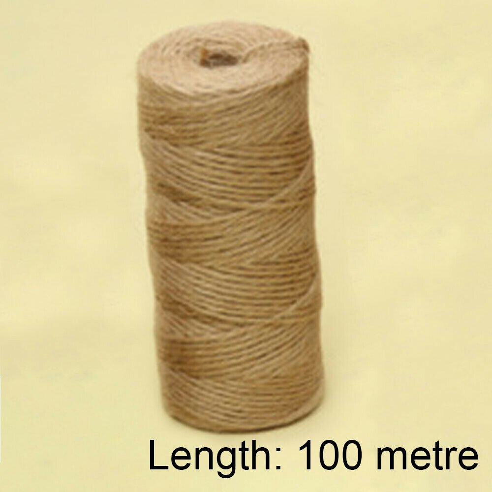 Cuerda de cáñamo marrón para envolver , hilo de yute de 50/80/100 metros, cuerda fina hecha a mano para decoración del hogar, accesorios para manualidades