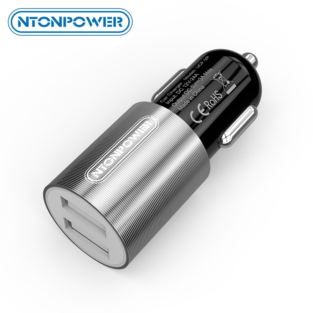 NTONPOWER Mini Draagbare Universele USB Car Charger Adapter DC 12 V-24 V Dual Poorten 3A voor Slimme iPhone /Samsung/Xiaomi/iPad