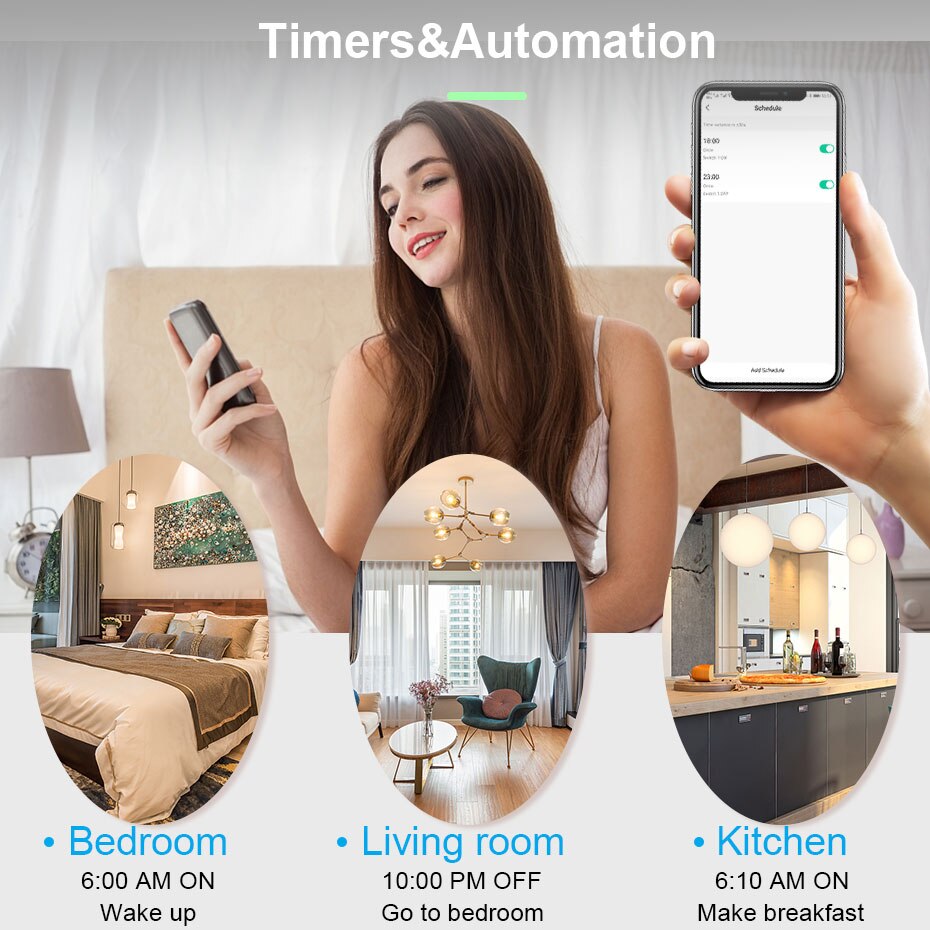 Smart Light Switch No Neutral Wire 2.4GHz WiFi 1/2/3 Gang Switch Work with Alexa and Google Home,No Hub Required APP Smart Life