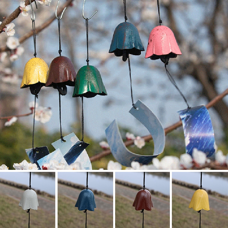1pcs Japanese Cast Iron Wind Chimes Wind Bell Iron Hanging Wind Chimes Home Garden Outdoor Bell Room Decoration