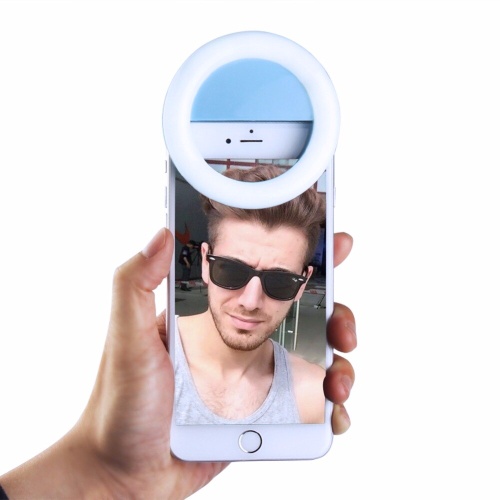 Draagbare LED Selfie Ring Licht Oplaadbare SmartPhone LED Flash Light Selfie Lichtgevende Ring Met USB Opladen voor iPhone Samsung