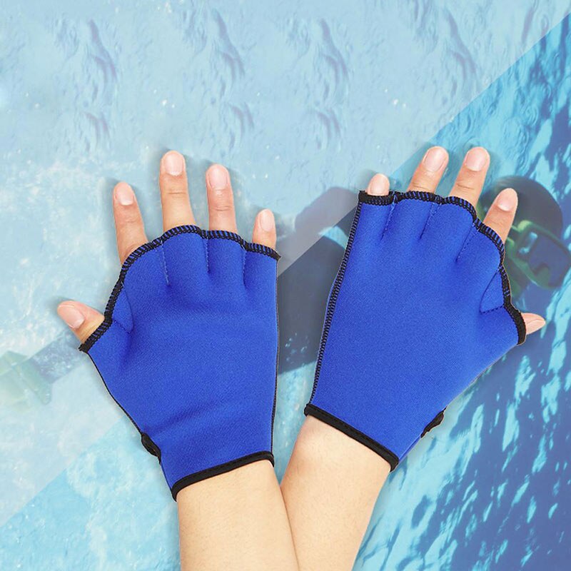 1 paar Schwimmen Handschuhe Aquatische Fitness Wasser Widerstand Trainings Paddle Halbhand Mitten Hand Werkzeug Multi-größen Aerobic Klassen: Blau / M