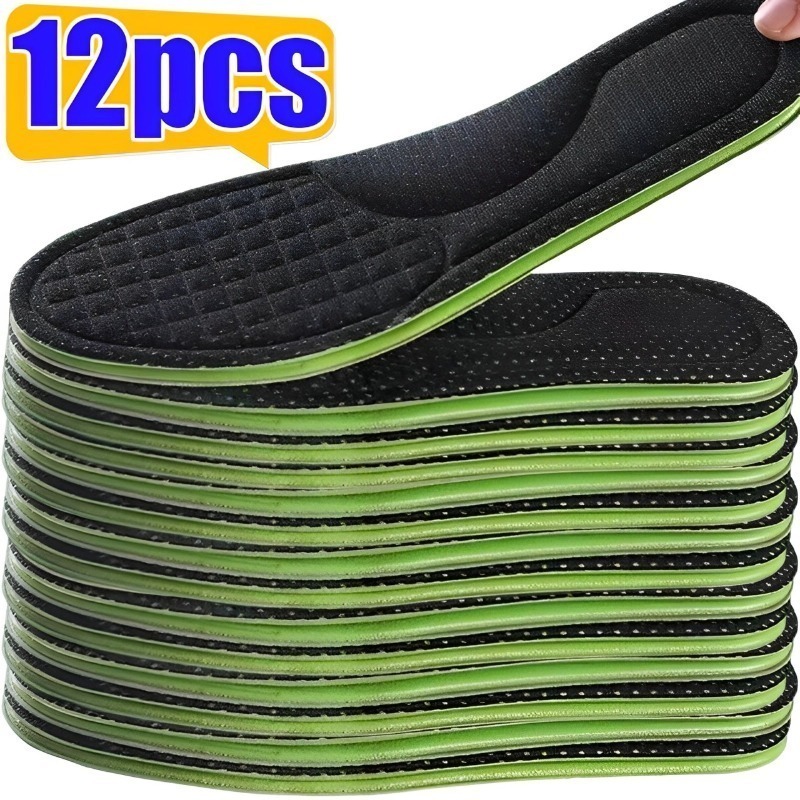 12/2pcs Sports Insoles for Shoes 5D Massage Soft Deodorant Breathable Shock Absorbant Cushion Running Insoles for Feet Men Women