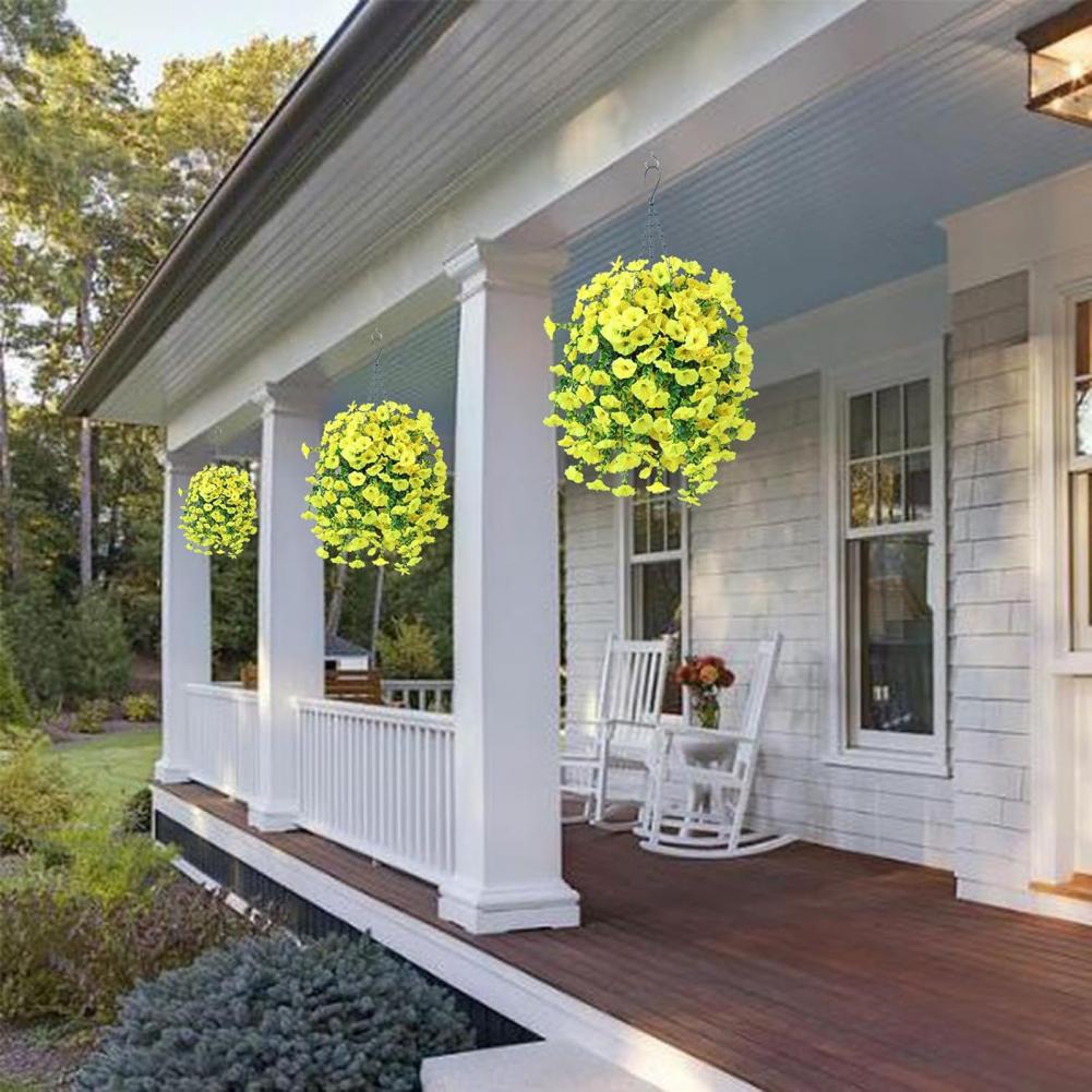 Kunstig hengende petuniablomst utendørs kunstig petunia stripe sommer bryllupsdekor til hage veranda tilbehør kunstig blomst