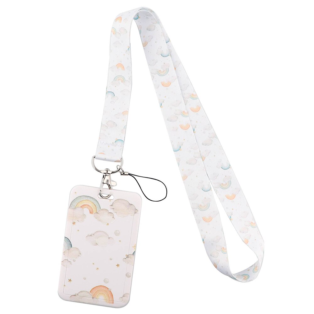 JF1397 Rainbow Lanyards ID Card Badge Holder Keychain Colorful Printing Neck Straps Keychain Cellphone Rope Teacher: 3