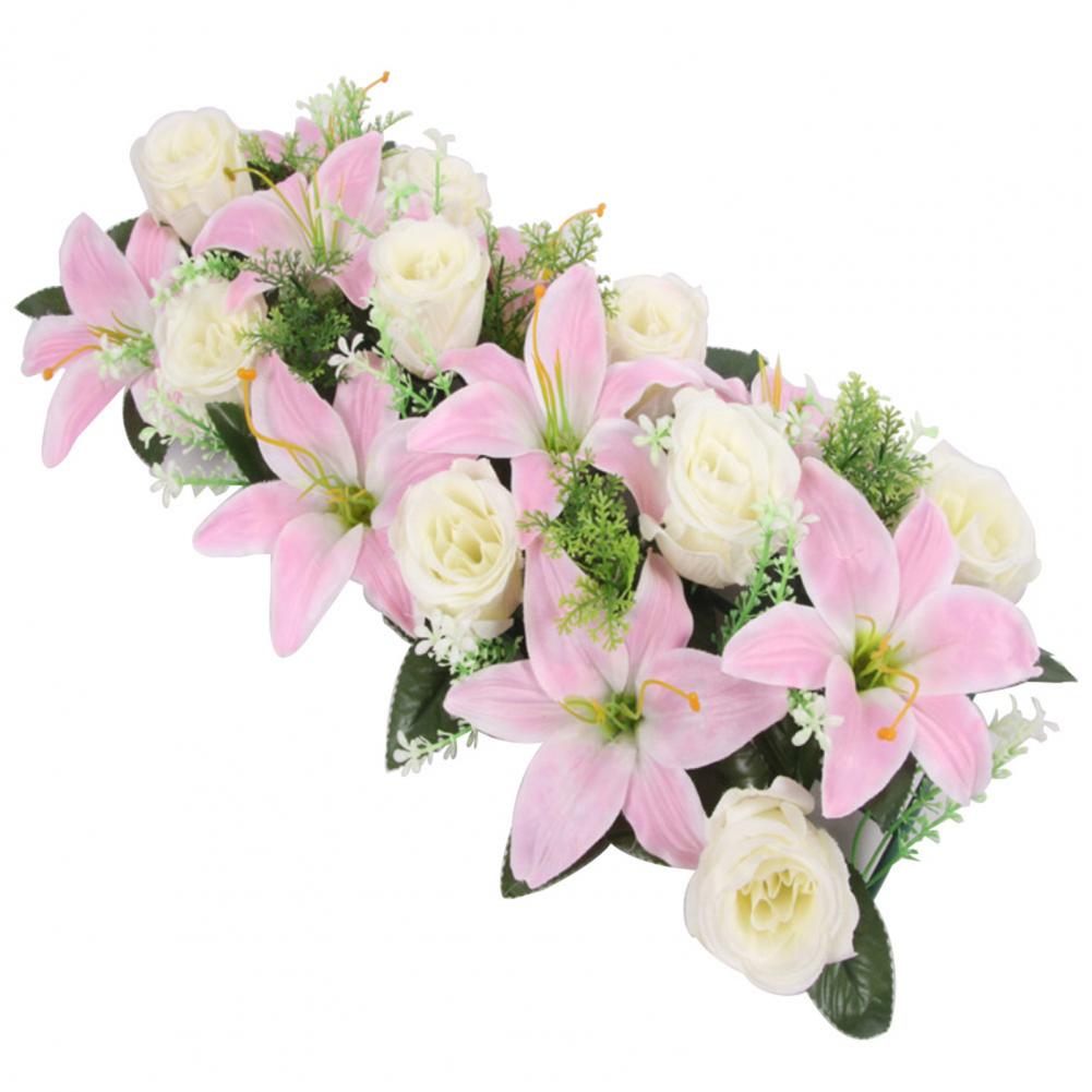 42cm Artificial Flowers Chic Shape DIY Artificial Rose Flowers Garden Fence Wedding Home Decoration Garland Table Decor Flower: GRAY