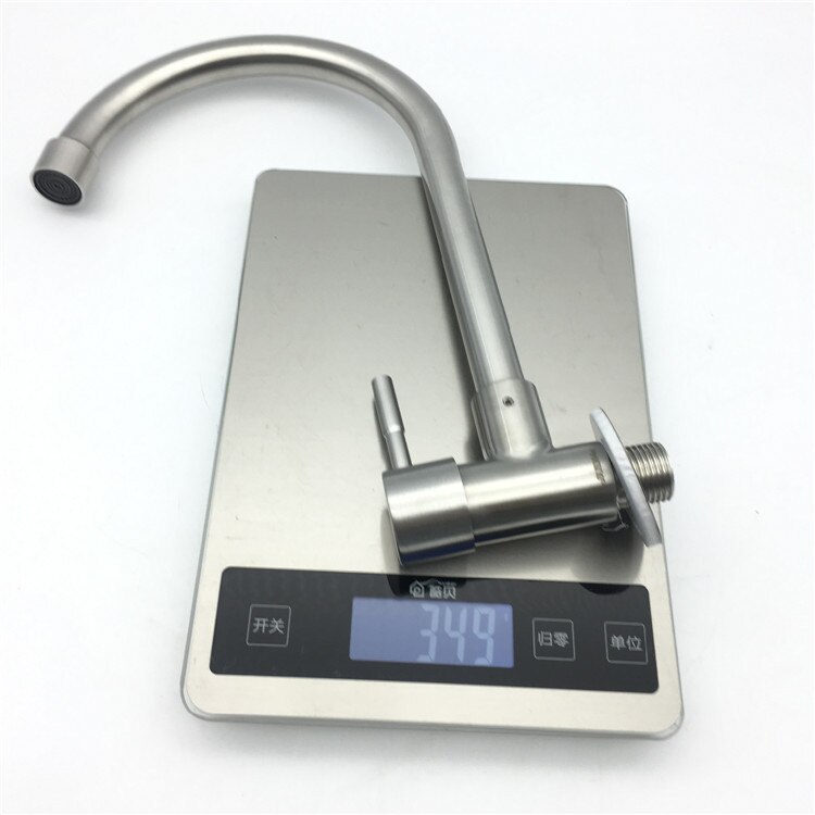 G1/2 &quot;rubinetto da cucina a parete acciaio inossidabile singolo acqua fredda 360 gradi orizzontale lavello da cucina rubinetto acqua rotante