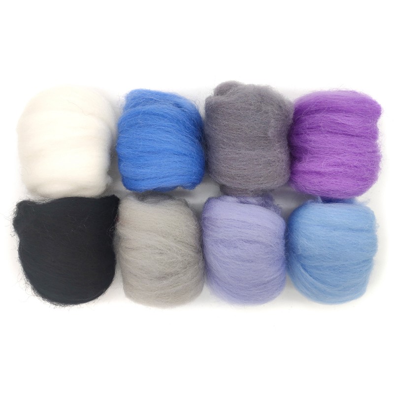 8 Pack Needle Felting Wool Roving 10g x 8 Color Total 80g Merino Wool 70S (19 Microns) Eco-friendly Super Soft Natural: No. 3