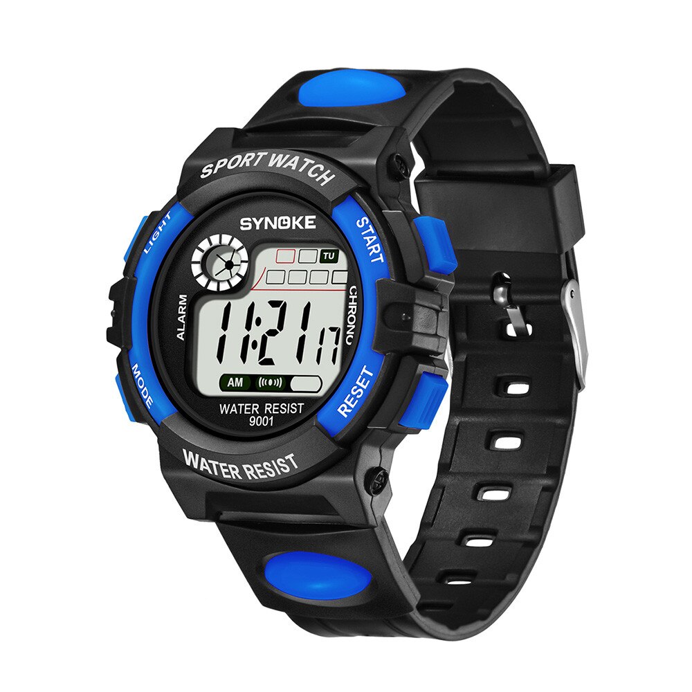 Waterdichte Kinderen Jongens Multifunctionele 30M Waterdicht Horloge Led Digitale Dubbele Actie Horloge Kids Alarm Datum Elektronische Horloge Q: Blue