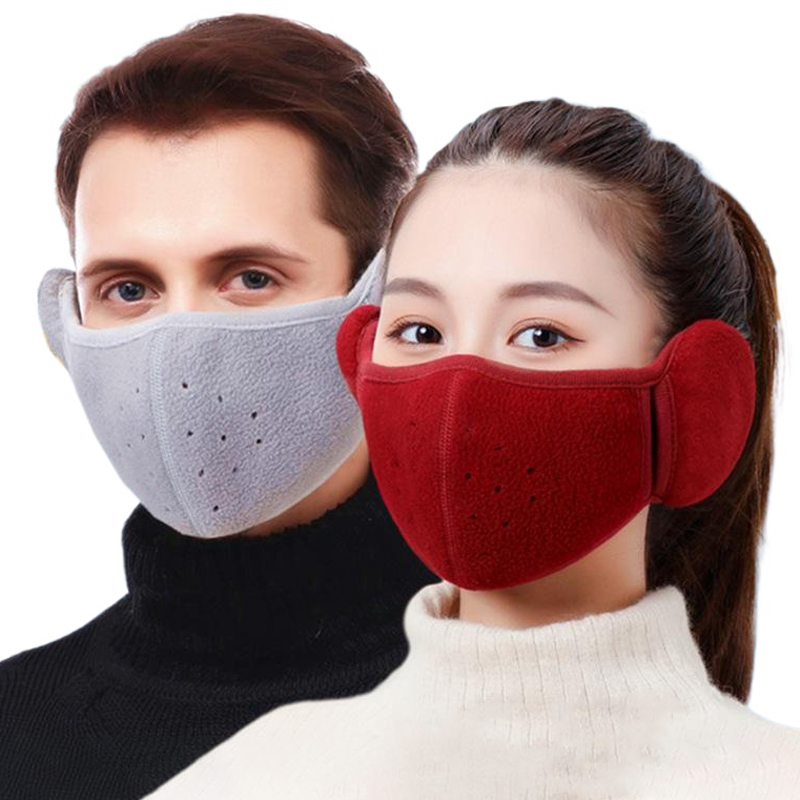 Vinter varm mask öronkåpor unisex andningsbara hål ansiktsskydd halsvärmare utomhus vindtät skidåkning cykling termisk mask öronvärmare